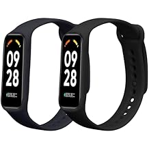 kwmobile Straps Compatible with Xiaomi Smart Band 8 Active Straps - 2x Replacement Silicone Watch Bands - Black/Dark Blue
