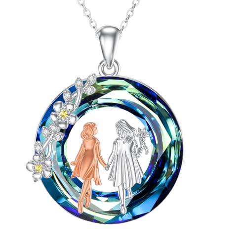 MONGAS Sister Necklace 925 Sterling Silver Necklace for Sister Best Friend Necklace Sister Jewelry for Women