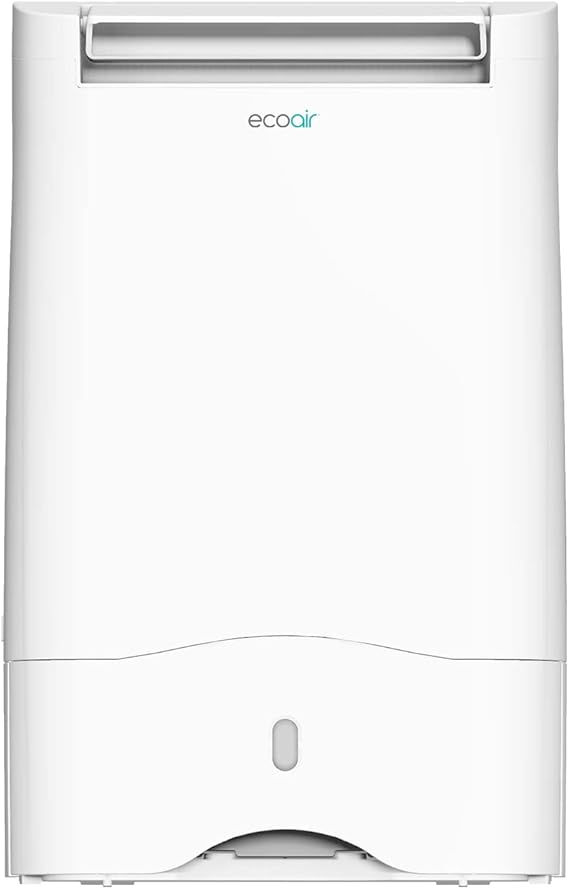 EcoAir DD3 Slimline 10L Desiccant Dehumidifier Electronic Control 10 L/Day Quiet 39dBA Anti Bacterial Filter Automatic Louvre Laundry Mode Timer Light Weight 6.8Kg