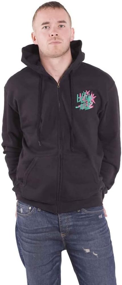 Blink 182 Men's Double Six Arrow Smiley (Back Print) Zippered Hooded Sweatshirt