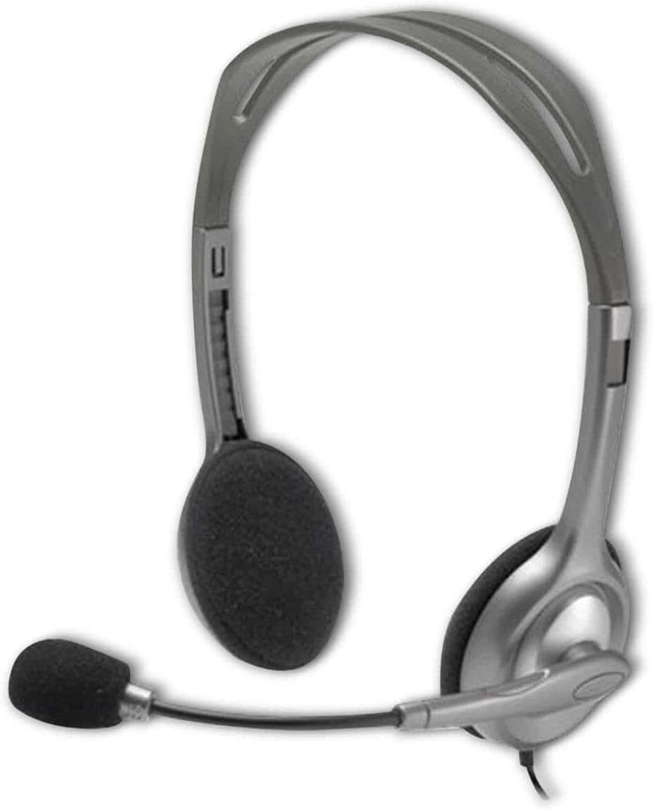 Logitech H110 Wired Stereo Over-Ear Headset with Microphone, 3.5mm Jack Input, Grey