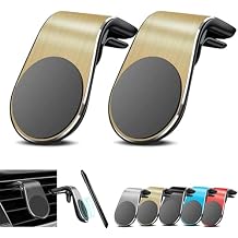 Newmoll Mobile Phone Navigation Magnetic Bracket, L Type 360 Rotatable Car Phone Mounts Magnet, Universal Car Cellphone Holder Strong Magnet Mount, Car Mount Air Vent Phones Stand (Gold-2PCS)