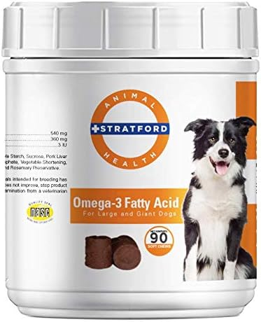 Pharmaceuticals EZ Chew Omega 3 Fatty Acid Soft Chew Max Strength - Dog Omega 3 Supplement - Soft Chew Treats with Fish Oil for Dogs - Large and Giant Dogs - 90 Soft Chews