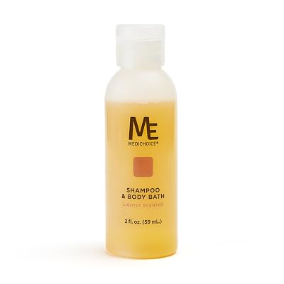 MediChoice Shampoo and Body Wash Bath Gel in One - Mild Scent, Non-Irritating, Flip-Top Cap - Bulk Travel Size for Hotels Travelers Hospitals 2oz. PC8020 Case 144