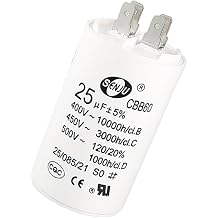 CBB60 Run Capacitor 450V 25uF Double Insert 50/60Hz Cylindrical White - Provides Stable Operation and Startup for air compressors, Water Pumps, and Motors.