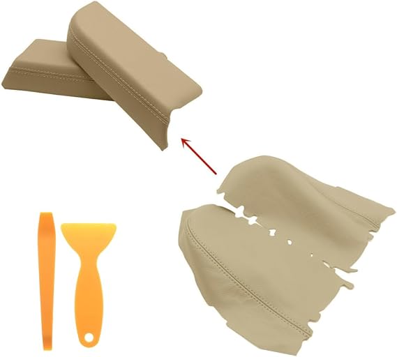 Dunhil Front Door Panel Armrest Cover Replace for 2009 2010 2011 2012 2013 Pilot Leather Armrest with Door Clip Panel Trim Removal Tool (Beige)