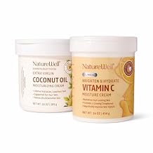 NATURE WELL Everyday Glow Face & Body Care Bundle | Hydrating Coconut Oil Moisturizing Cream + Brightening Vitamin C Brightening Moisturizer | 2-Step Routine for Dry, Uneven & Dull-Looking Skin
