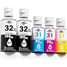 31 Ink Bottle Set Compatible for HP 32XL Black Ink Bottle Replacement for HP Smart Tank 6001 5101 5000 7602 7301 651 7001 7002 5102 7300 7302 5103, Smart Tank 32 Ink for Plus 551 570 580 750 Printers