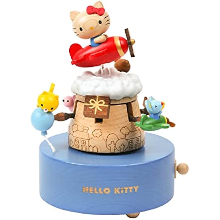 WOODERFUL LIFE Wooden Music Box | Hello Kitty with Plane | 1060824 | Hand Painting Exquisite Design Wonderful Gift for Family | Plays - Alle Vogel Sind Schon Da