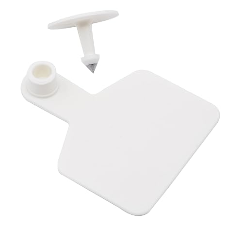 Blank Cattle Ear Tags for Cows Hogs Sheep Livestock, 100 Pieces | Cow Ear tags for Cattle Pigs Goats, Weather-resistant Material (3 x 2.4 inch, White)