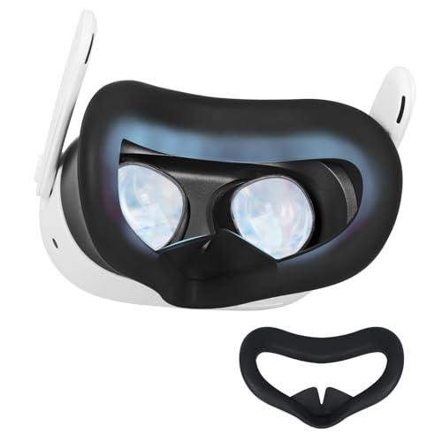 VR Silicone Face Pad for MetaQuest 3S, Sweatproof Silicone Face Pad for Quest 3S Headset, Washable Lightproof Face Cushion VR Silicone Accessories Compatible with Quest 3SBlack-Q3s