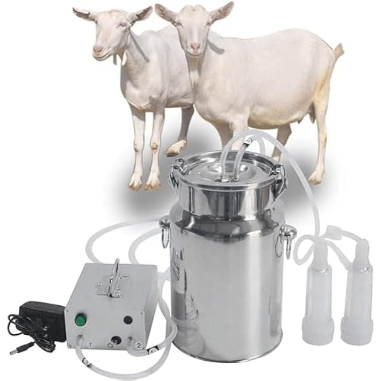 Electric Milking Machine Portable Stainless Steel Sheep Cow Milking Machine Electric Milking Machine, Store and Transport Fresh Milk Cow Milking Machinefor Goats,7L