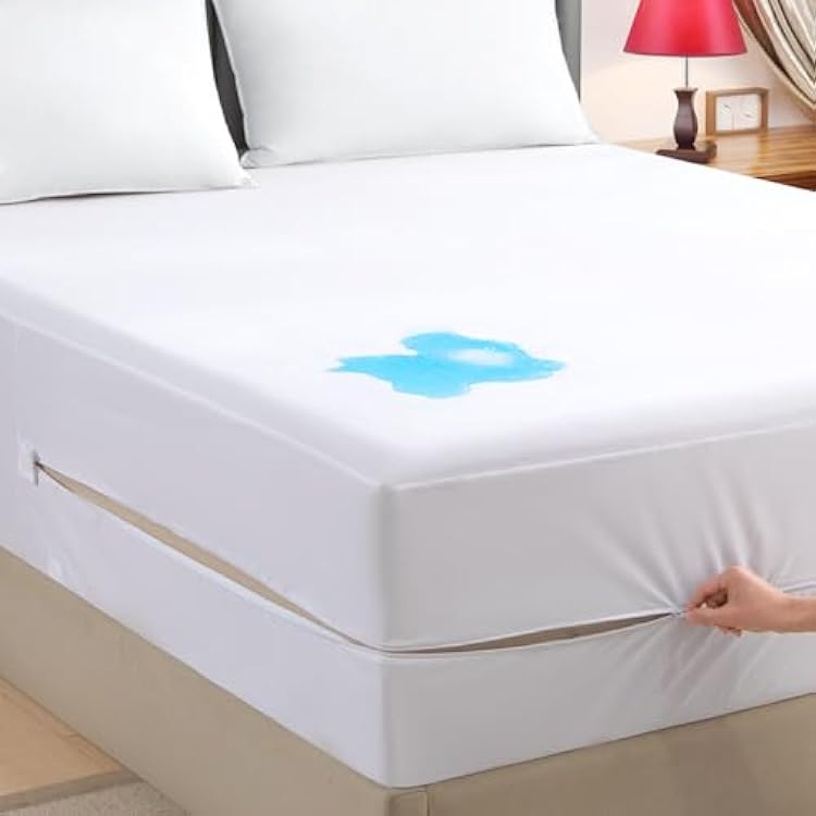 Queen Zippered Mattress Encasement, Waterproof Zipper Mattress Protector, Breathable, Noiseless, Machine-Washable Zip Mattress Cover?Fitting 7 - 15 Deep Mattress