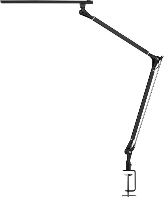UPLIFTDESK E7 LED Desk Lamp with Clamp - Adjustable 3 Color Modes, Dimmable Black Architect Light for Standing Desk, Home Office, Dual Monitor Computer Work