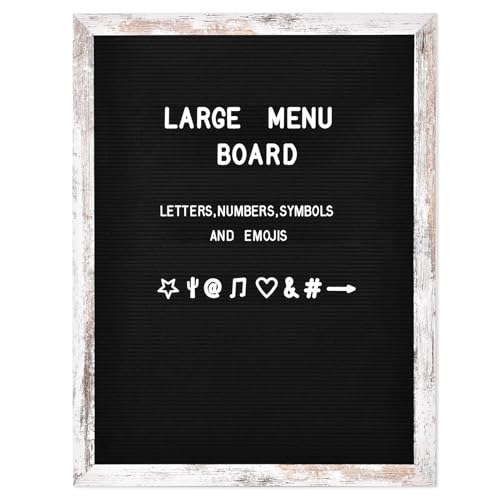 Large Black Felt Letter Board, 24 x 30 inches Changeable Letter Board with Letters, Numbers & Symbols, Wood Frame Black Felt Menu Board for RestaurantZMB-6080-1P