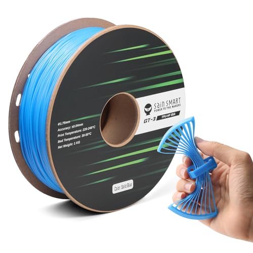 SainSmart TPU Filament 1.75mm, GT-3 Flexible 3D Printer Filament for High-Speed Printing 500mms, Blue, 2.2 LBS 1KG Spool, Dimensional Accuracy - 0.04mm