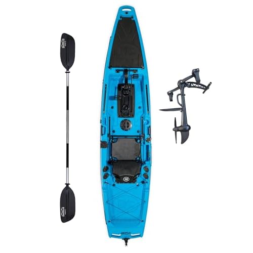 Brooklyn 12.5 Pro Pedal Propeller Drive Fishing Kayak by BKC, Sit-on-Top Single Kayak with Rudder System, Dry Storage, Rod Holders & 550 lb Capacity