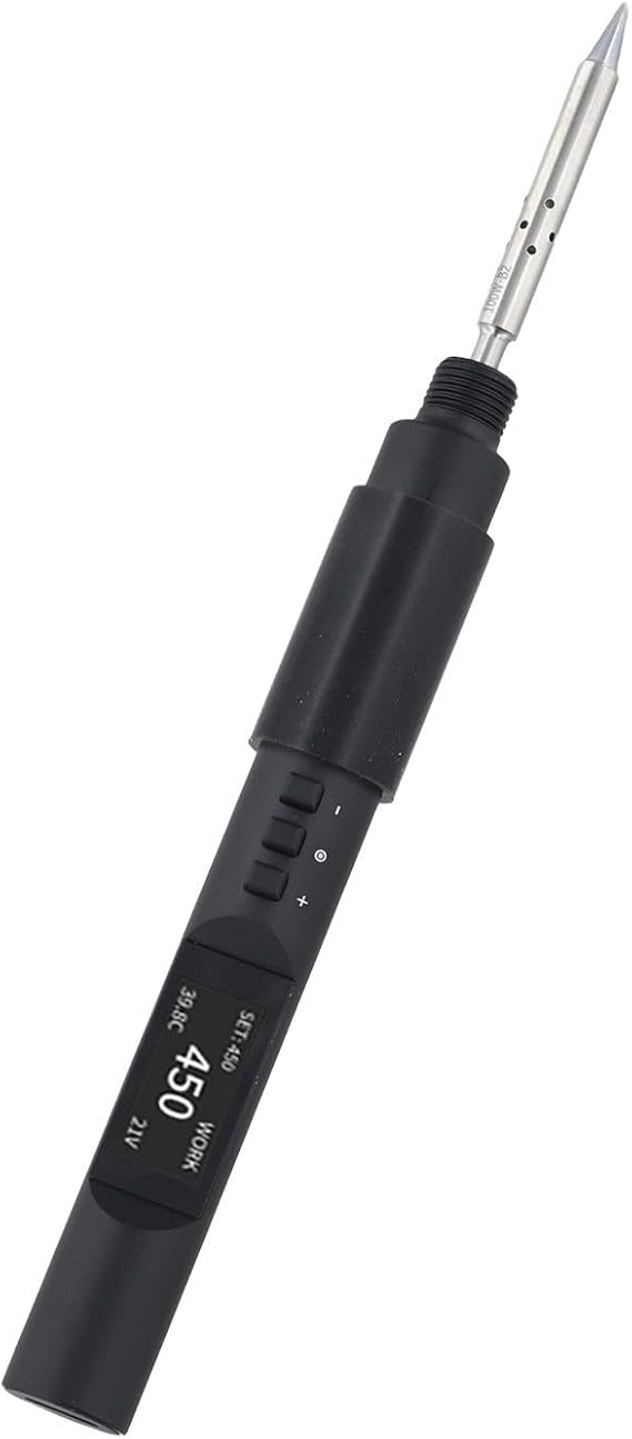 TS101/PTS200 Intelligent Soldering Iron Pen for 0.96-Inch Display, 121W Adjustable Temperature Control, Aluminum Alloy Housing, Compatible for T12 Tips for PINE64, Black