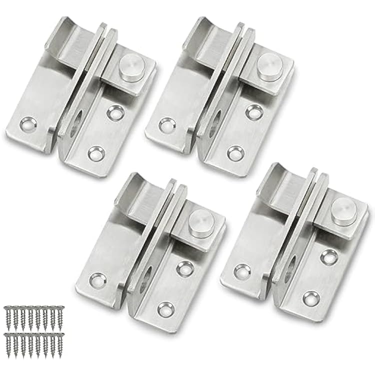4 Pcs 2.4 Inch Satin Nickel Flip Gate Latches, Stainless Steel Bolt Latch for Safety Door Lock Latch, Right Open