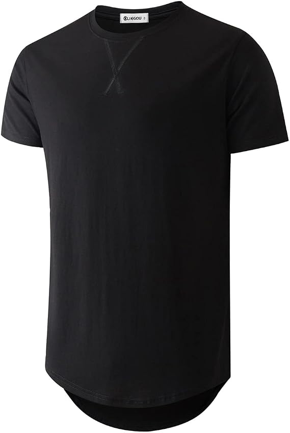 KLIEGOU Men's 100% Cotton Longline T-Shirt, Pre-Shrunk Soft