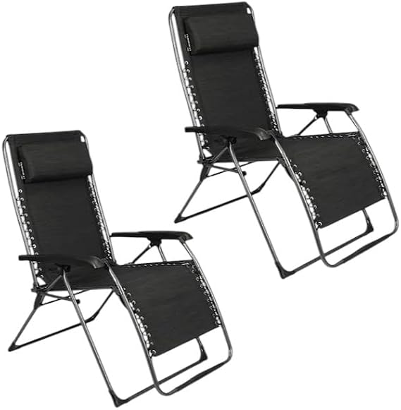 Versatile Zero Gravity Lounge Chair Perfect for Pool, Park, or Patio (2 Set) (Black)