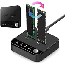 M.2 NVMe SATA SSD Cloner Dock, Dual Bay USB-C Enclosure, 20Gbps, Hard Drive Duplicator for 2230/2242/2260/2280/22110