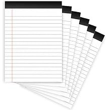 Nichela Legal Pads 4x6 with 18-Line College Ruled Small Legal Pads 6 Packs of Mini Legal Note Pads Non-Penetrating Paper, Perforated Writing Pad for School, Office, Business