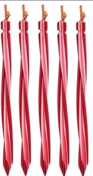 EFARMA Camping Tent Stakes,10pcs Tent Pegs 25cm Aluminum Alloy Spiral Tent Pegs Garden Stakes Ground Nail Heavy Duty Hammock Camping (Color : Red) (Color : Red) (Color : Red)