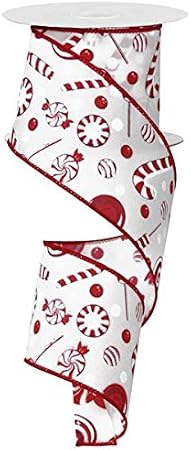 Candy Peppermint Christmas Ribbon: Red and White 2.5" X 10 Yards : RG1864W7