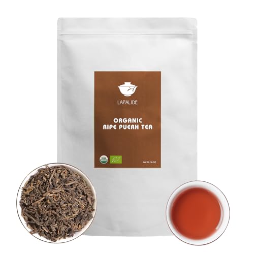 LAPALIDE 16 Oz Puerh Tea Loose Leaf, USDA Organic Pu erh Tea, Yunnan Puerh tea loose leaf Mellow and Rich, Puer Ancient Tree Leaves Using Dry Storage