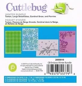 Cuttlebug Winter Bundle Embossing Folder Set Tartan Large Snowflakes Cardinal Snow and Flurries