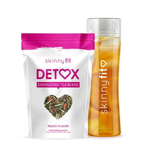 SkinnyFit Detox Tea With Detox Bottle Bundle, All Natural, Laxative-Free Cleanse, BPA-Free, 28 Day Supply