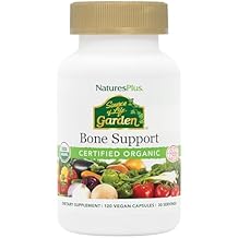 NaturesPlus Source of Life Garden Bone Support - 120 Capsules - Calcium and Magnesium Supplement with Vitamin D3 & K2 - USDA Certified Organic, Non-GMO, Vegan, Gluten Free - 30 Servings