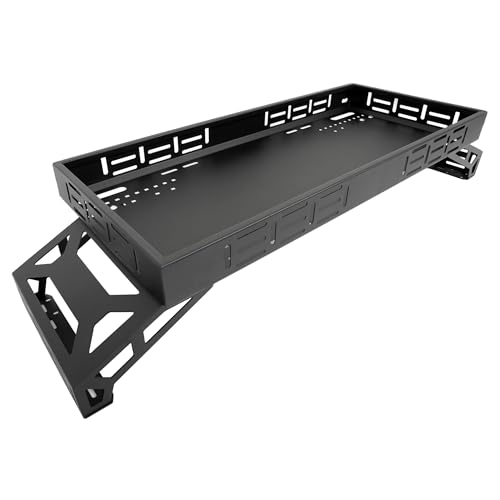 HECASA UTV Overbed Cargo Rack Adjustable Mounting Brackets Fits Bed Rail Widths 39.7-56.3, 7 Raised Height for Extra Storage 160LBS Capacity for Farming Hunting