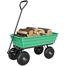 Heavy Duty Yard Cart - 1200lb 6 Cu.Ft. Garden Dump Cart Wagon with 10 All-Terrain Tires & Adjustable Handle for Gardening, Soil, Tools | Poly Dump Wagon
