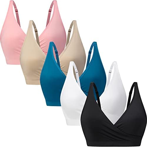 Suekaphin 5pack Nursing Bra Maternity Bra Breastfeeding SleepingSleep Bra Pregnancy Womens Wirefree Bralette Upgraded