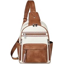 FADEON Large Sling Bag for Women, Leather Crossbody Purse Designer Anti Theft Sling Backpack, RFID Fanny Packs for Travel