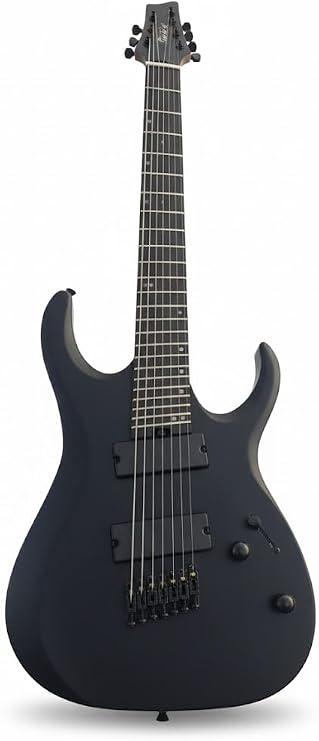 7-String Electric Guitar, Black Matte Finish