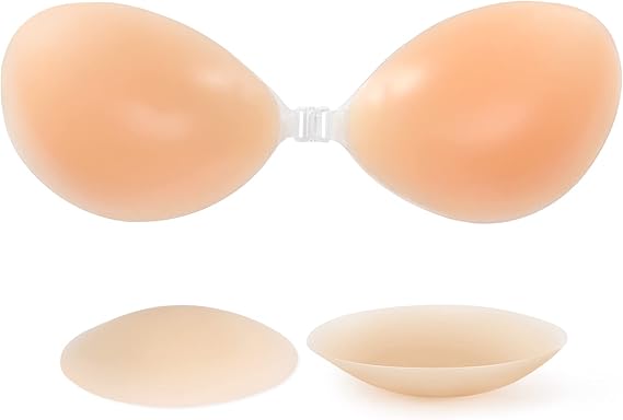 RELIRELIA Women's Sticky Self Adhesive Invisible Strapless Reusable Silicone Push Up Backless Bra