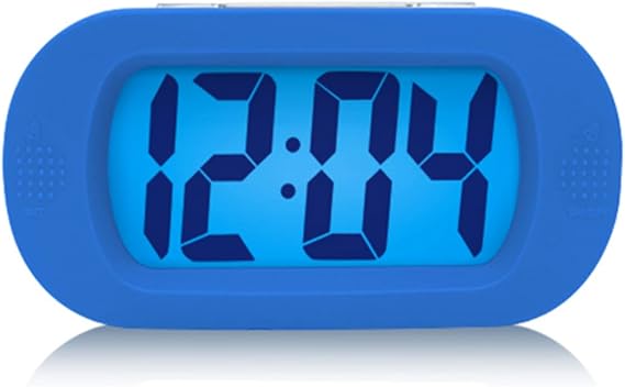 Digital Alarm Clock Snooze Timer LCD Color Display with Silent LED Back-Light (Blue)