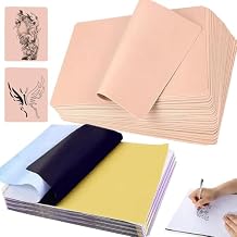 40PCS Tattoo Skin Paper Kit, 1.3mm Fake Skins and Transfer Paper Kit for Practicing Including 10PCS Fake Skins and 30PCS Stencil Papers for Tattoo Supplies Tattoo Kit