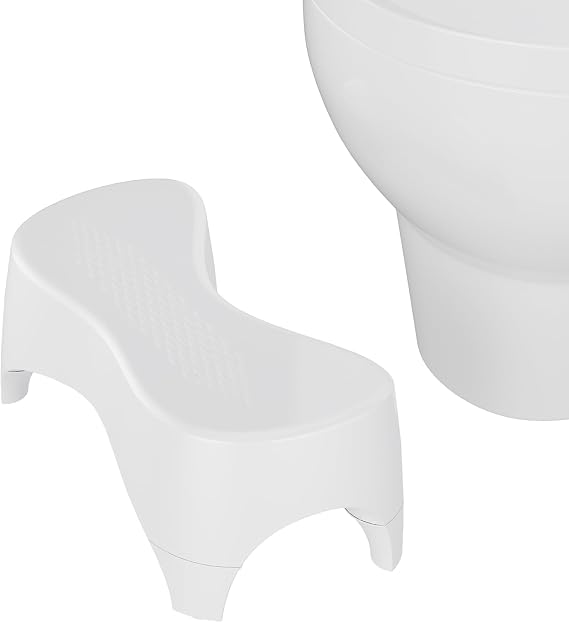 Toilet Stool, Toilet Step Stool, Potty Stool for Adults and Kids, Poop Stool for Bathroom, Non-Slip Simple Design White