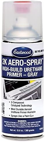 Eastwood 2K Urethane Gray Primer | AeroSpray Catalyzed Technology | High Build Durable Aerosol | Works on Painted or Epoxy Primed Surfaces | Paint Prep | 10-16 Sq Ft Coverage | 13.6 oz