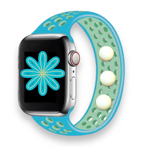 Anti Nausea Watch Band Acupressure Watch Band for Motion Sickness, Travel & Stress Support Aqua Silicone Solo Loop Compatible with Apple Watch