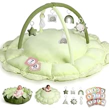 little dove 5-in-1 Convertible Baby Play Gym with 6 Toys, Tummy Time Mat for Sensory Development, Baby Activity Center from Newborn to Toddler, Ball Pit, Soft Plush Pet Mat, Green
