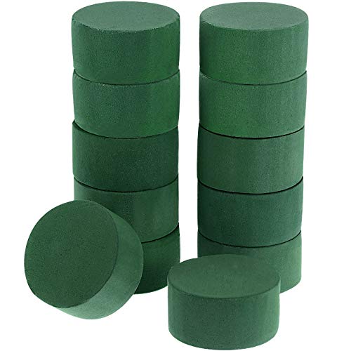 Maitys 12 Pieces Round Floral Foam Wet Green Flower Foam DIY Flower Arrangement Kit for Aisle Wedding Party Decoration2.95 x 2.95 x 1.57 Inches