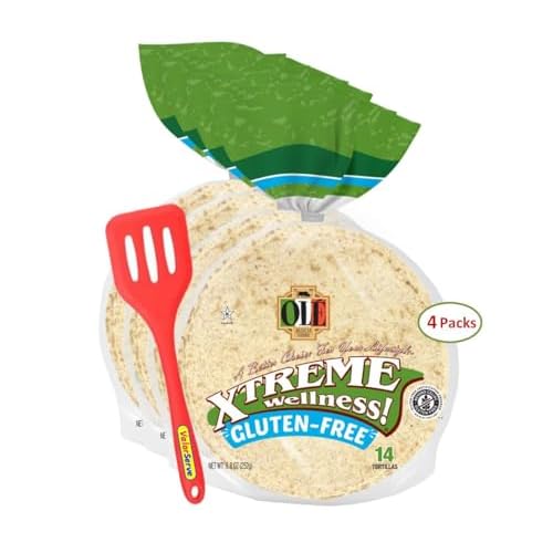 Ole Xtreme Wellness Gluten Free Street Taco Tortillas | 4.5 Size Flour Tortilla | 8.8 oz.| 14 Count Pack of 4 with ValorServeTM Mini Kitchen Utensil