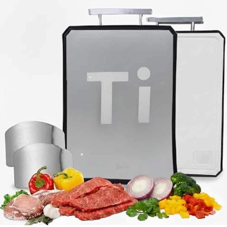 Titanium Cutting Board for Kitchen, Double Sided Non Toxic Titanium Cutting Board with JUICE GROOVE, Food-Grade Metal Chopping Board, Pure Titanium&Wheat Straw PP, Dishwasher Safe16.311-1 PC