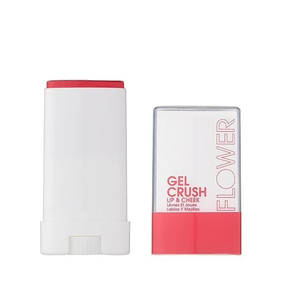 FLOWER BEAUTY By Drew Barrymore Lip & Cheek Gel Crush - Cream Blush and Lips Tint in One Portable Multistick - Hydrating Burst of Color - (Raspberry Crush)
