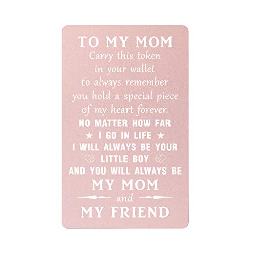 TANWIH Mother's Day Gifts from Son - Mom Birthday Gifts Engraved Wallet Card